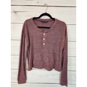 Abercrombie & Fitch Women's Burgundy Long Sleeve Henley Shirt Size Small‎